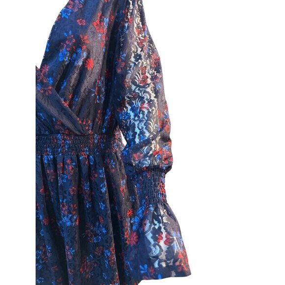 Disney Princess Floral Navy Lace Dress With Smocked Waist & Bell Sleeves XL EUC - Picture 4 of 8